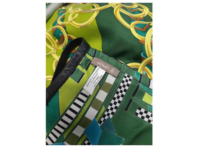 Hermès Carré in pelle Multicolor Eprong D'or con piping Multicolore - vista 6