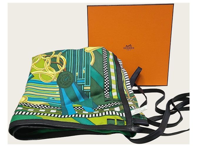Hermès Carré in pelle Multicolor Eprong D'or con piping Multicolore - vista 7