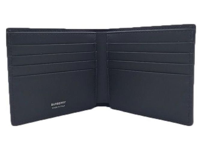 Burberry Men's Check Lined Grain Leather Wallet Black - view 4