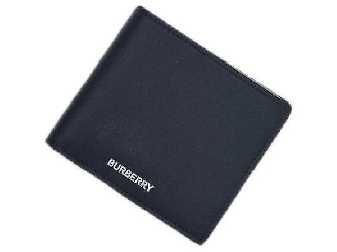 Burberry Men's Check Lined Grain Leather Wallet Black - view 7