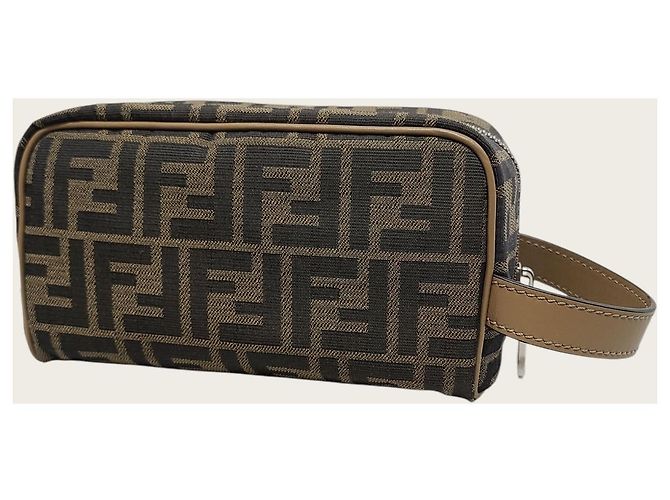 Fendi Necessaire in jacquard Small Marrone - vista 2