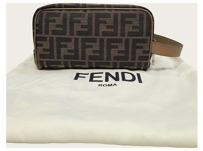 Fendi Necessaire in jacquard Small Marrone - vista 7