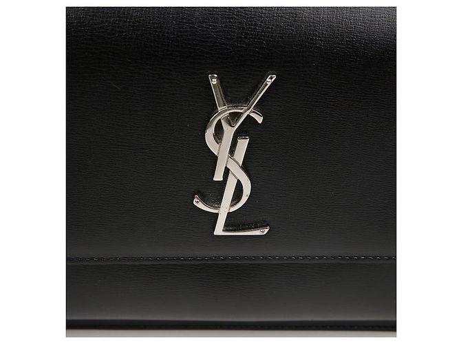 Saint Laurent Borsa a tracolla Sunset Medium in pelle liscia con catena Nero Argento - vista 2
