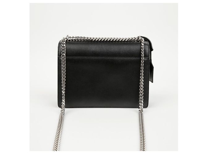 Saint Laurent Borsa a tracolla Sunset Medium in pelle liscia con catena Nero Argento - vista 3