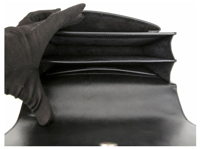 Saint Laurent Borsa a tracolla Sunset Medium in pelle liscia con catena Nero Argento - vista 8