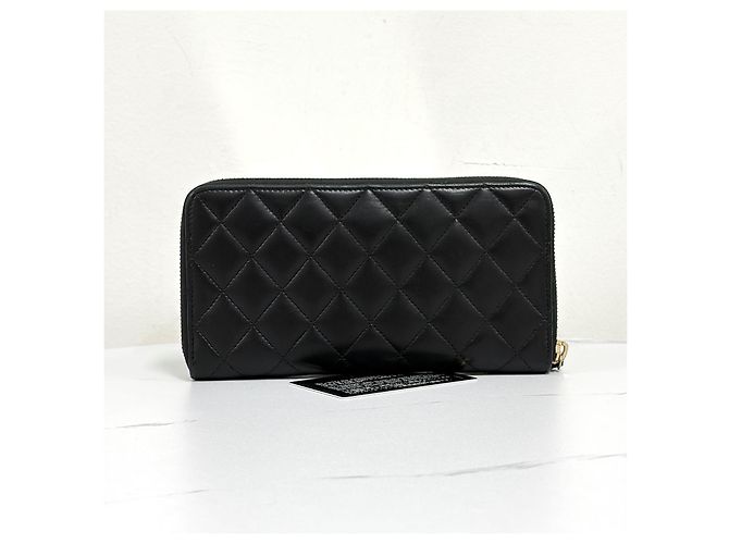 Chanel Logo Zip Long Wallet Schwarz - Ansicht 3