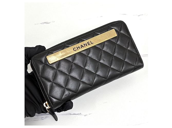 Chanel Logo Zip Long Wallet Schwarz - Ansicht 5