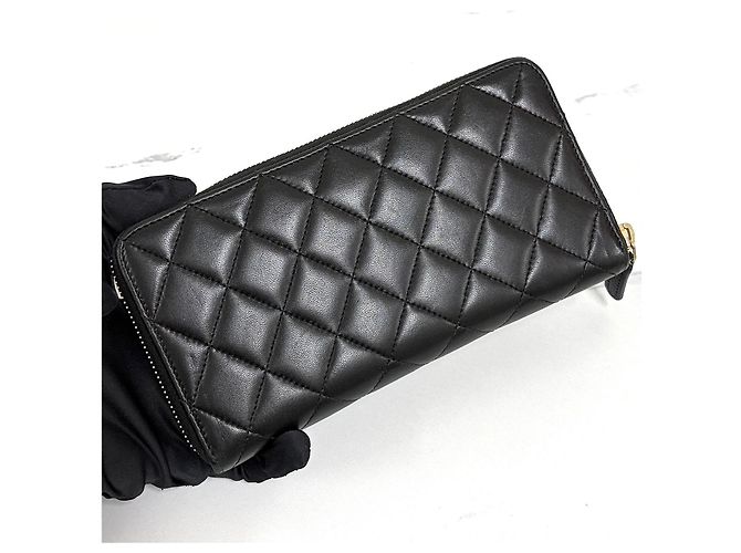 Chanel Logo Zip Long Wallet Schwarz - Ansicht 6