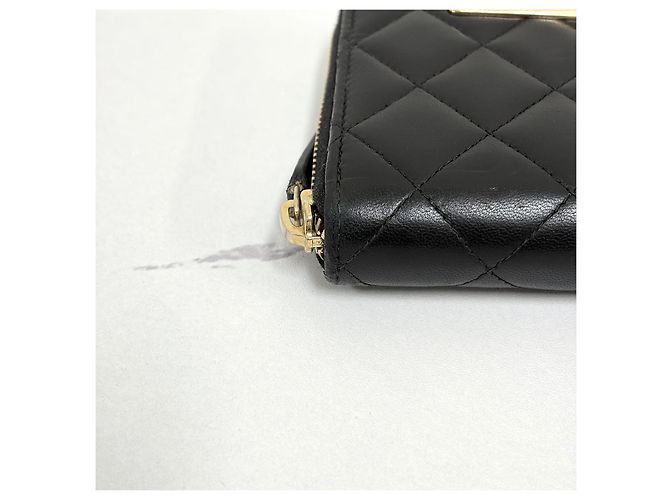 Chanel Logo Zip Long Wallet Schwarz - Ansicht 8