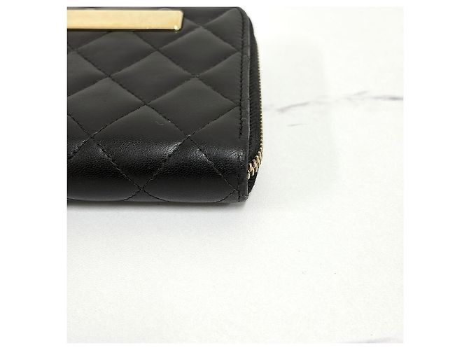 Chanel Logo Zip Long Wallet Schwarz - Ansicht 9