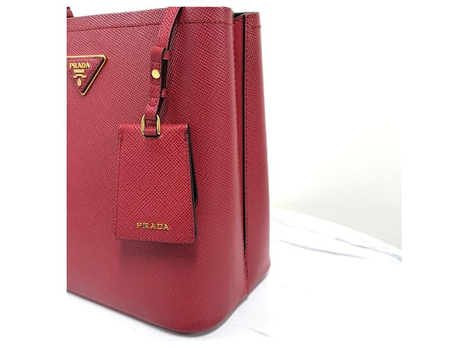 Prada Saffiano Panier Tote Bag Medium Rot - Ansicht 10