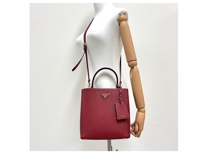 Prada Saffiano Panier Tote Bag Medium Rot - Ansicht 3