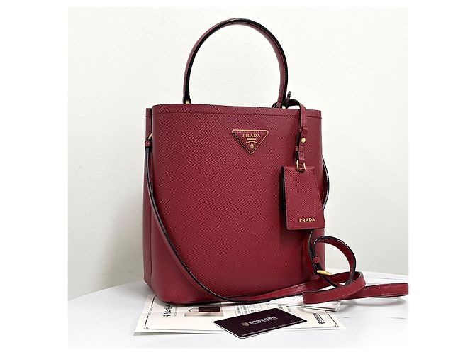 Prada Saffiano Panier Tote Bag Medium Rot - Ansicht 4