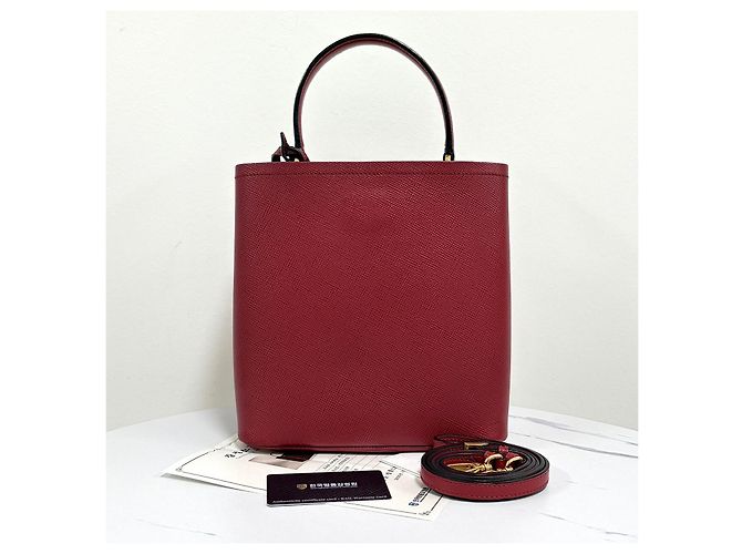 Prada Saffiano Panier Tote Bag Medium Rot - Ansicht 6