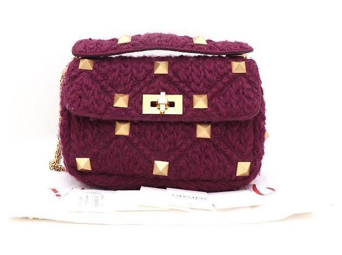 Valentino Borsa Tote e Crossbody Roman Stud Porpora - vista 11