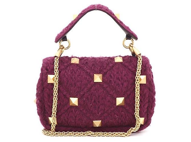 Valentino Borsa Tote e Crossbody Roman Stud Porpora - vista 3
