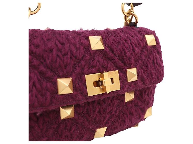 Valentino Borsa Tote e Crossbody Roman Stud Porpora - vista 6