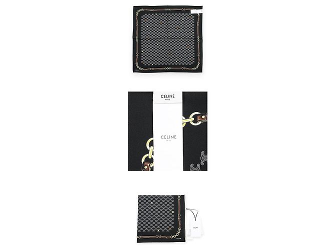 Céline Foulard Quadrato in Seta Heritage Bandana da Donna Nero - vista 4