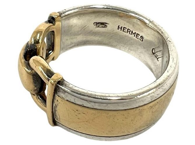 Ring Hermès Anel Montevideo HERMES Prata Dourado - vista 4