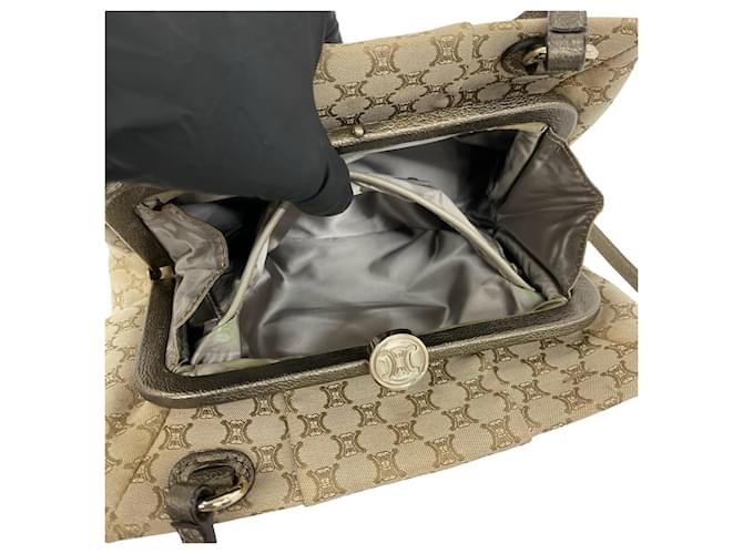 Céline Borsa a tracolla Celine Macadam Blazon Pattern Triomphe Beige - vista 10