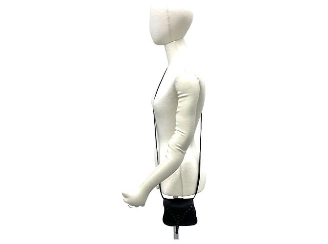 Céline Celine Blazon Triomphe Logo Mini Schultertasche aus Leder Schwarz - Ansicht 2