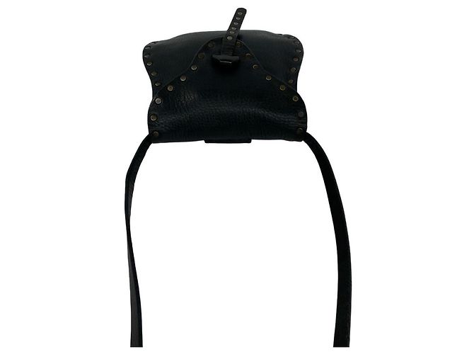 Céline Celine Blazon Triomphe Logo Mini Schultertasche aus Leder Schwarz - Ansicht 4
