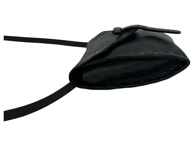 Céline Celine Blazon Triomphe Logo Mini Schultertasche aus Leder Schwarz - Ansicht 5