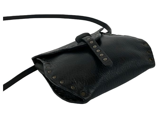 Céline Celine Blazon Triomphe Logo Mini Schultertasche aus Leder Schwarz - Ansicht 7