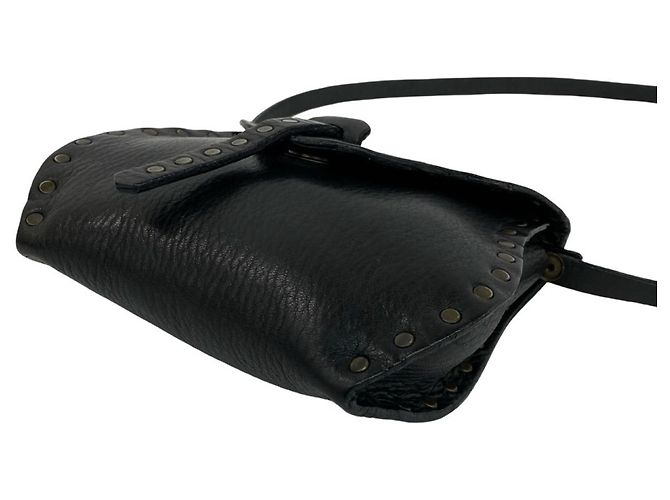 Céline Celine Blazon Triomphe Logo Mini Schultertasche aus Leder Schwarz - Ansicht 8