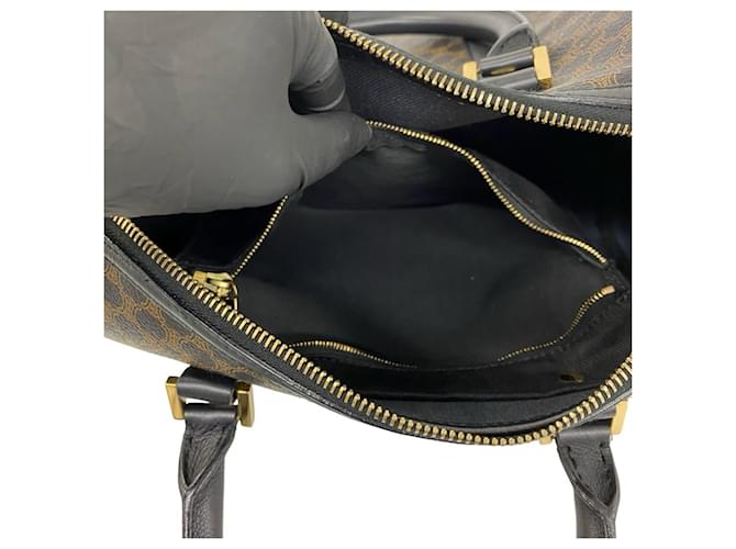 Céline Borsa Boston Celine Macadam Blazon Pattern Triomphe in pelle Marrone - vista 10
