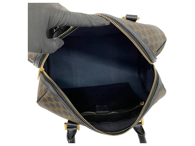 Céline Borsa Boston Celine Macadam Blazon Pattern Triomphe in pelle Marrone - vista 9