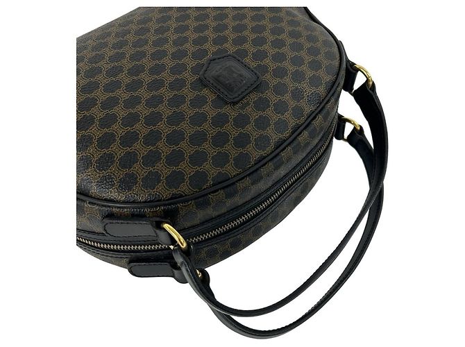 Céline Celine Vintage Macadam Blazon Triomphe Logo Handtasche Braun Schwarz - Ansicht 4