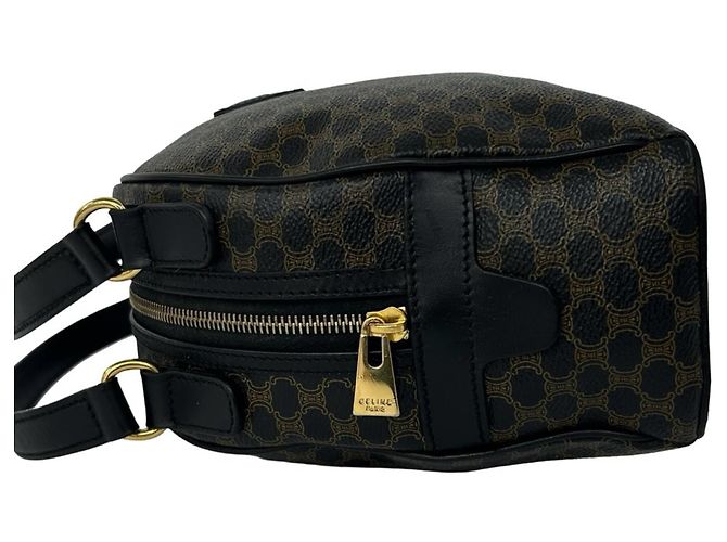 Céline Celine Vintage Macadam Blazon Triomphe Logo Handtasche Braun Schwarz - Ansicht 5