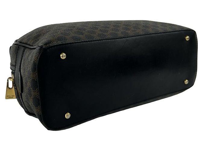 Céline Celine Vintage Macadam Blazon Triomphe Logo Handtasche Braun Schwarz - Ansicht 7