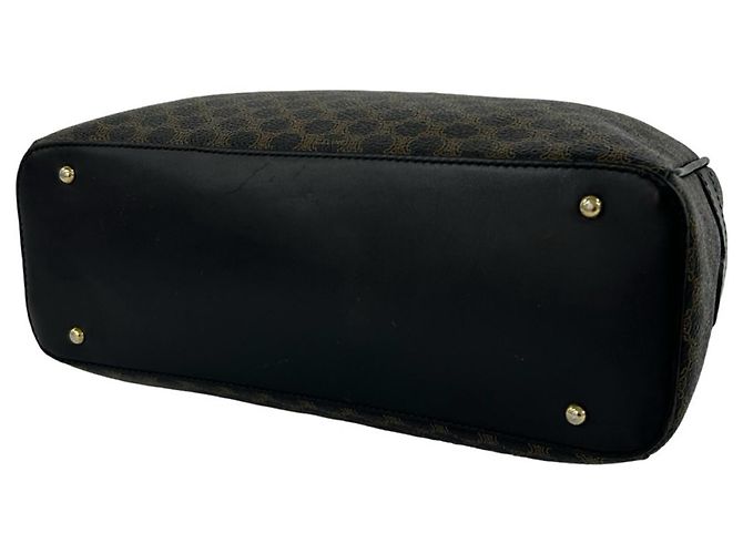 Céline Celine Vintage Macadam Blazon Triomphe Logo Handtasche Braun Schwarz - Ansicht 8