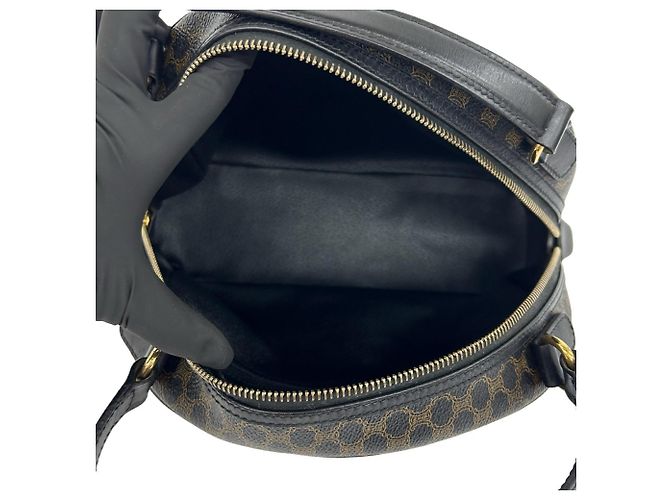 Céline Celine Vintage Macadam Blazon Triomphe Logo Handtasche Braun Schwarz - Ansicht 9
