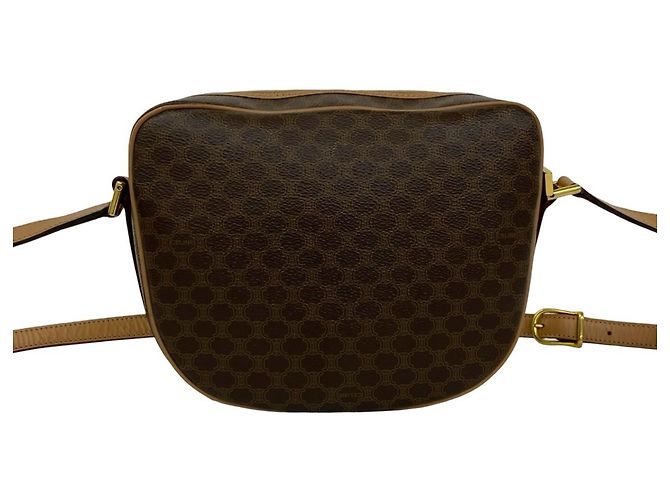 Céline Celine Vintage Macadam Blazon Pattern Triomphe Schultertasche aus Leder Braun - Ansicht 3