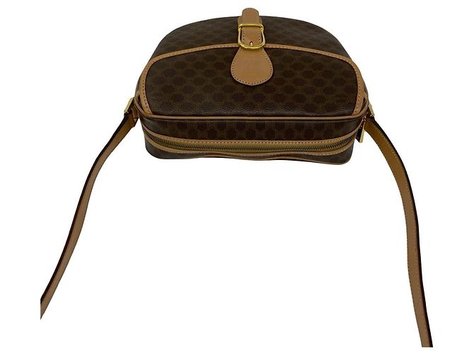 Céline Celine Vintage Macadam Blazon Pattern Triomphe Schultertasche aus Leder Braun - Ansicht 4