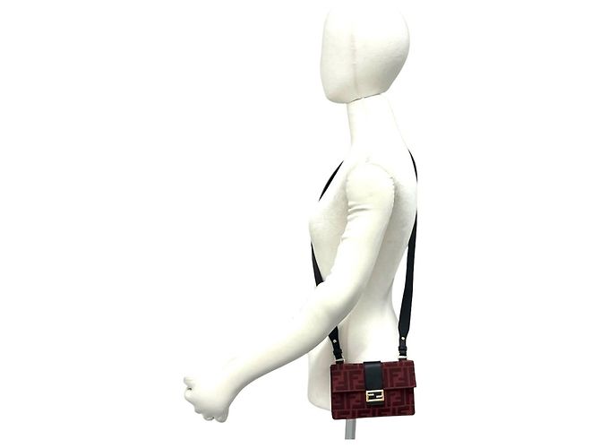 Borsa a tracolla FENDI Marspio Bucket Zucca Nero Rosso - vista 2