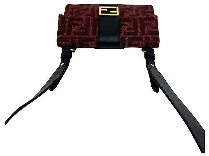 Borsa a tracolla FENDI Marspio Bucket Zucca Nero Rosso - vista 4