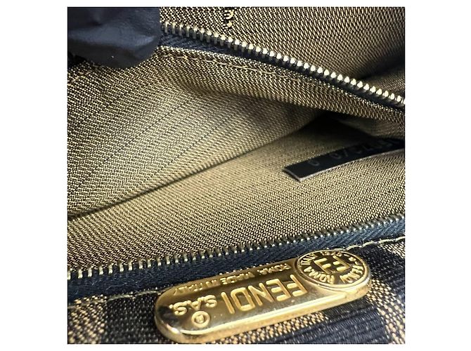FENDI Vintage Zucca FF Logo Pattern Canvas Leather Shoulder Bag - view 10