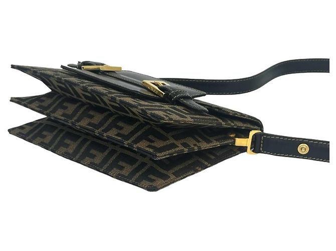 FENDI Vintage Zucca FF Logo Pattern Canvas Leather Shoulder Bag - view 8