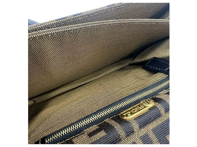 FENDI Vintage Zucca FF Logo Pattern Canvas Leather Shoulder Bag - view 9