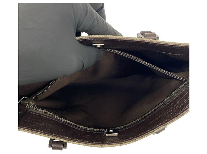 Mini borsa tote Gucci GG Supreme in pelle Marrone - vista 10