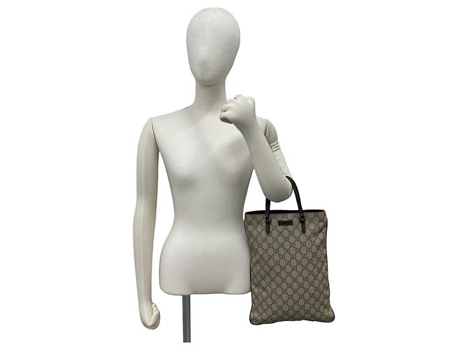 Mini borsa tote Gucci GG Supreme in pelle Marrone - vista 2