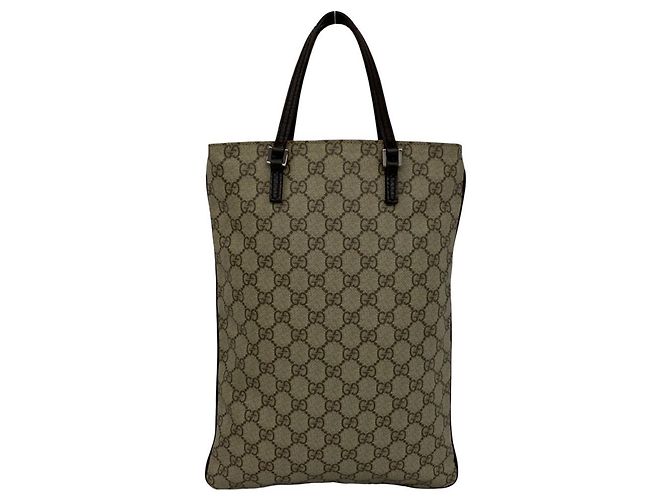 Mini borsa tote Gucci GG Supreme in pelle Marrone - vista 3