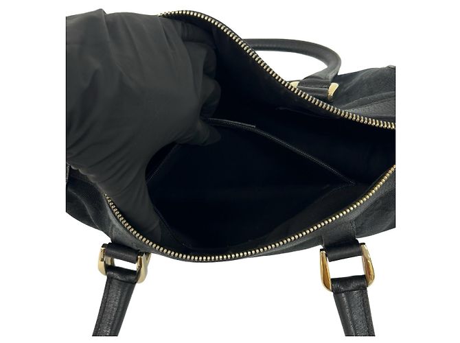 Sac à main en cuir et toile à motif logo GG GUCCI Noir - vue 10