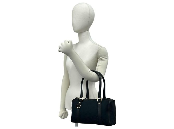 Sac à main en cuir et toile à motif logo GG GUCCI Noir - vue 2
