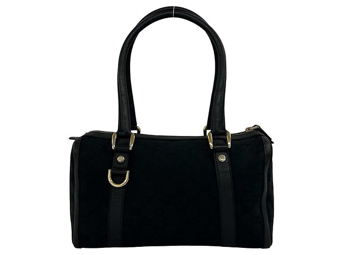 Sac à main en cuir et toile à motif logo GG GUCCI Noir - vue 3