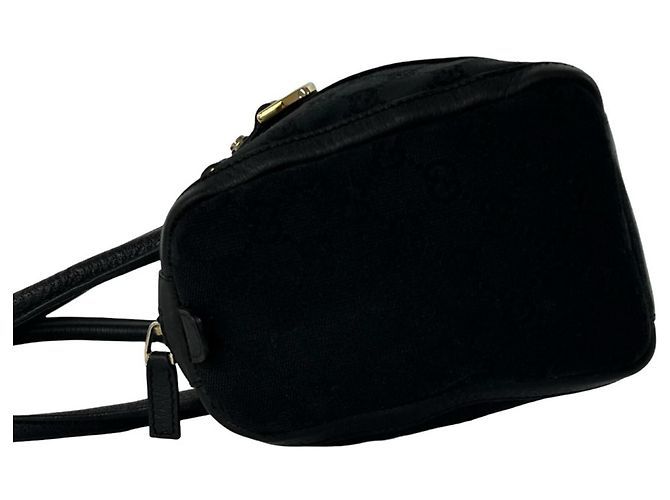 Sac à main en cuir et toile à motif logo GG GUCCI Noir - vue 5
